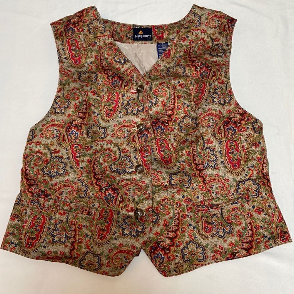 Vintage Liz Sport Petitie Paisley Pattern Vest Size S